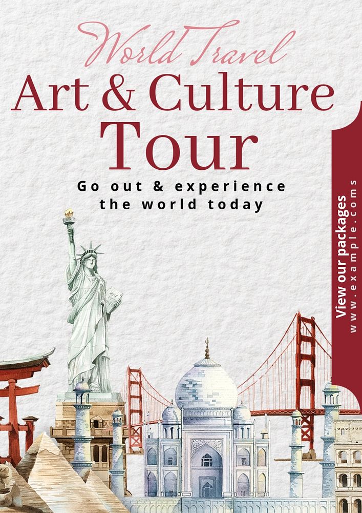 Art & culture tour  poster template, editable text and design