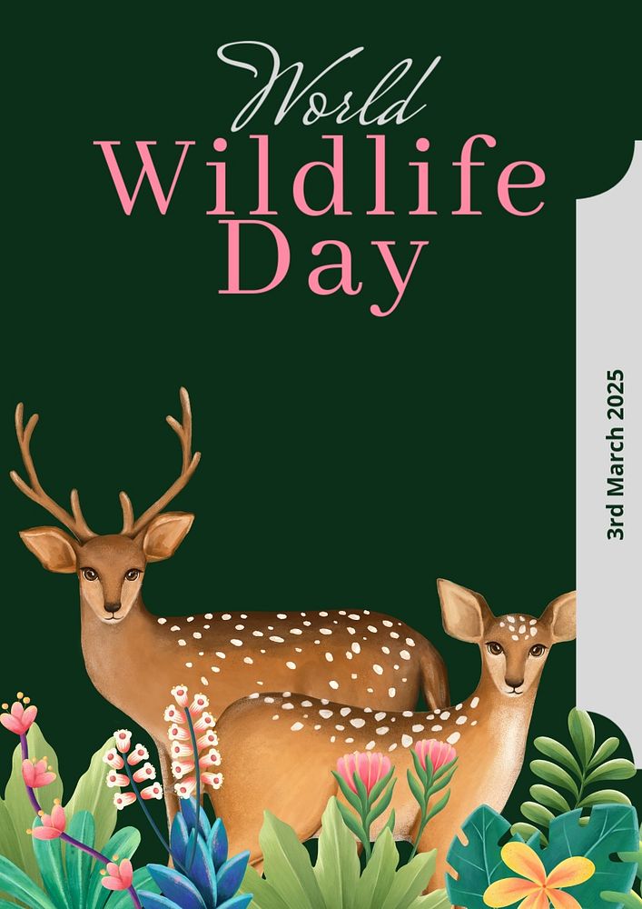 World wildlife day  poster template, editable text and design