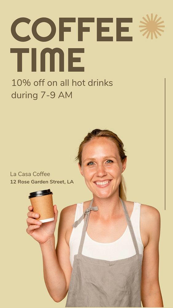 Coffee shop promotion  Instagram story template, editable text