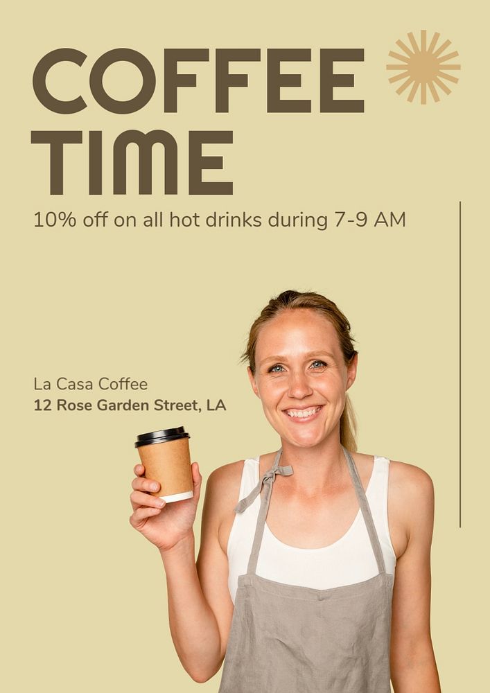 Coffee shop promotion  poster template, editable text and design