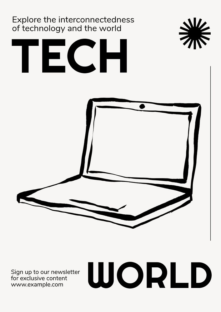 Tech world  poster template, editable text and design