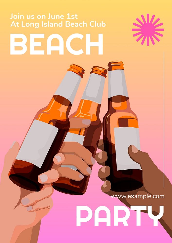 Beach party  poster template, editable text and design