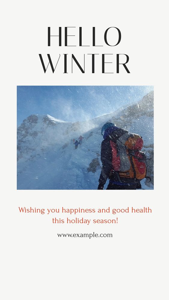 Hello winter wish  Instagram story template, editable text