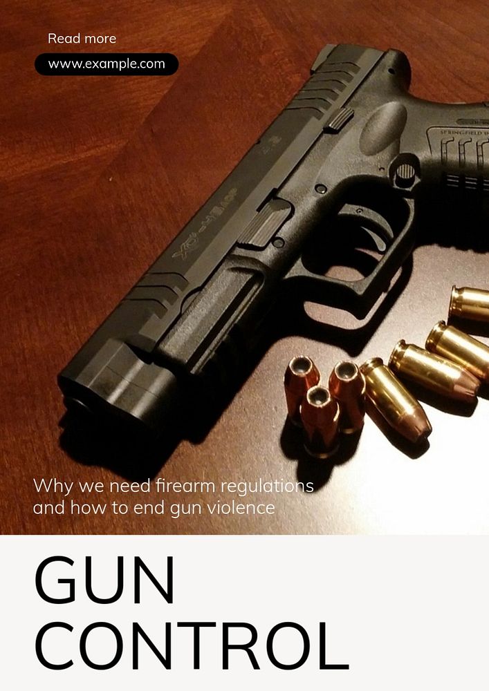 Gun control  poster template, editable text and design