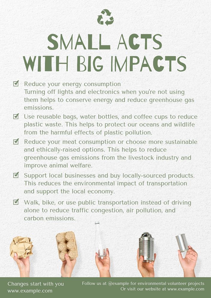 Small acts with big impacts poster template, editable text and design