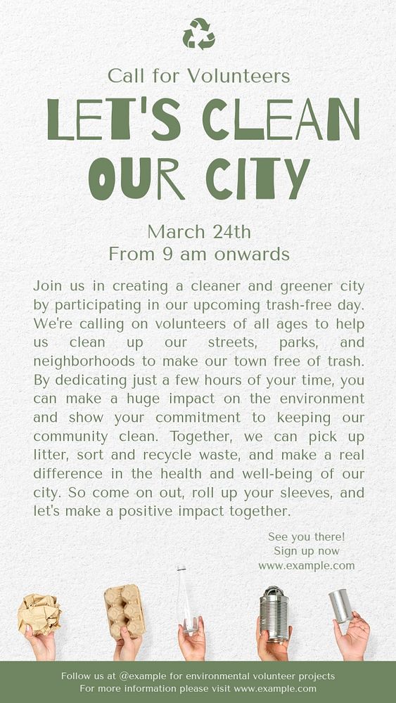 Let's clean our city Instagram story template, editable text