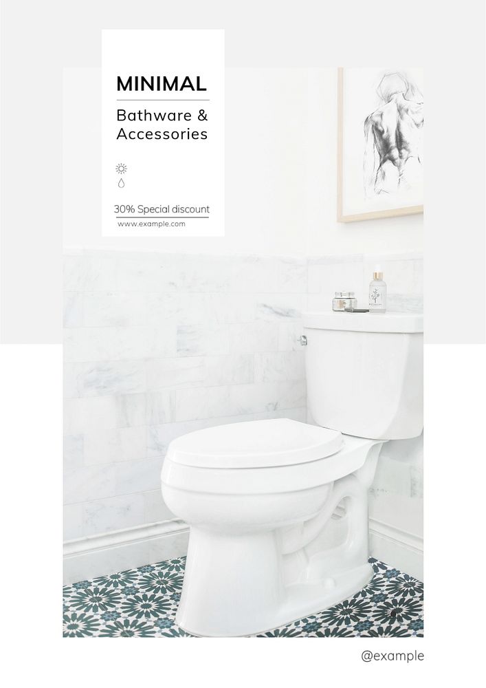 Bathroom design  poster template, editable text and design