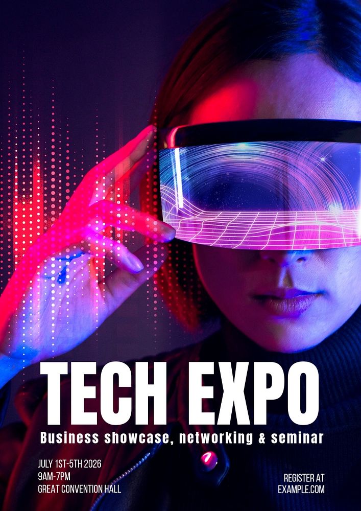 Tech expo poster template, editable text and design