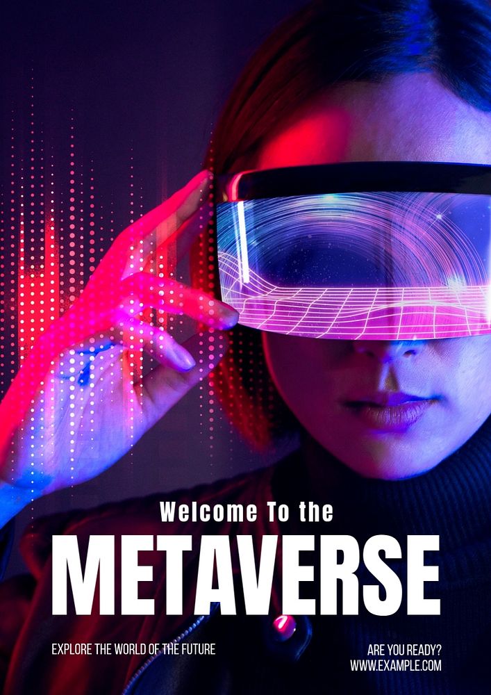 Metaverse poster template, editable text and design