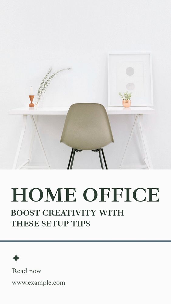 Home office  Instagram story template, editable text