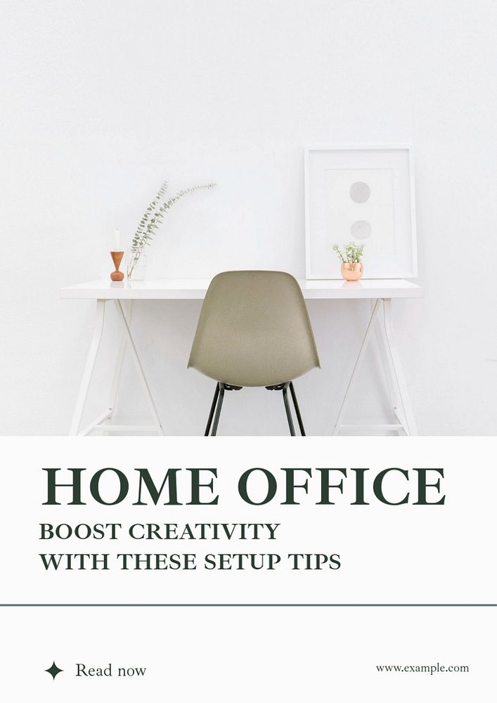 Home office  poster template, editable text and design