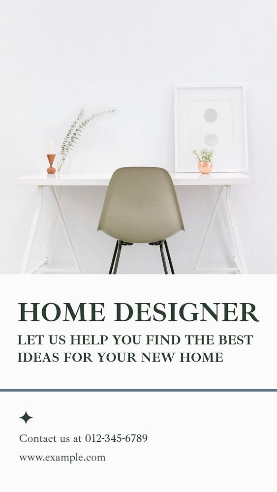 Home designer  Instagram story template, editable text