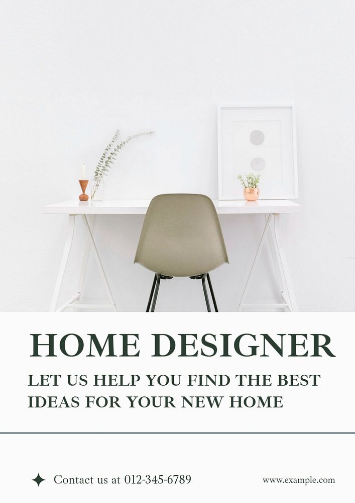 Home designer  poster template, editable text and design