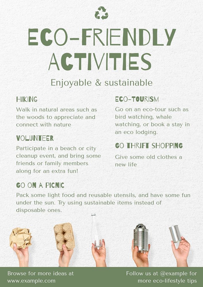 Eco-friendly activities poster template, editable text and design