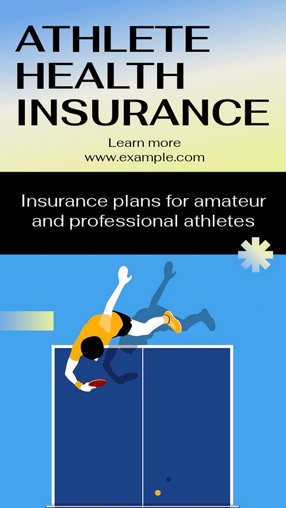 Athlete health insurance  Instagram story template, editable text