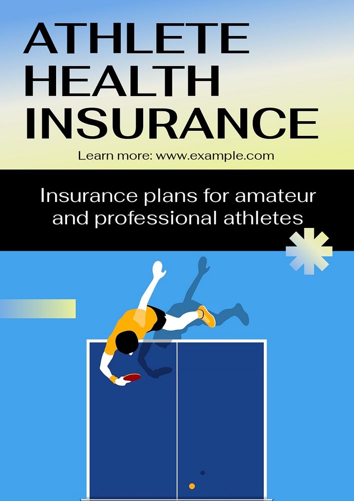 Athlete health insurance  poster template, editable text and design