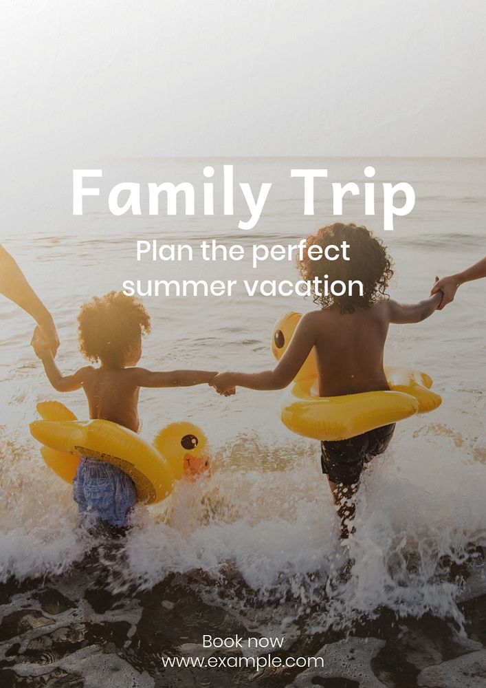 Family trip  poster template, editable text and design