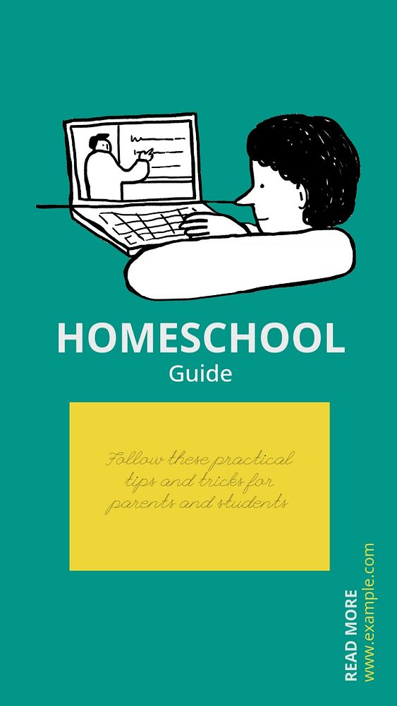 Homeschool guide  Instagram story template, editable text