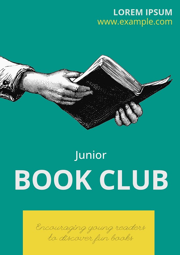 Junior book club  poster template, editable text and design