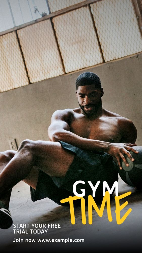 Gym time  Instagram story template, editable text