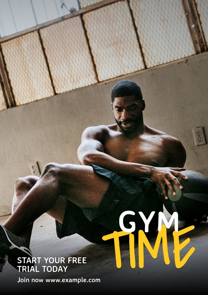 Gym time  poster template, editable text and design