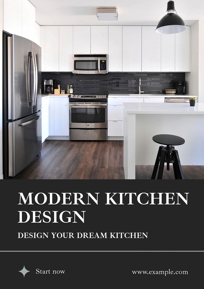 Modern kitchen design  poster template, editable text and design