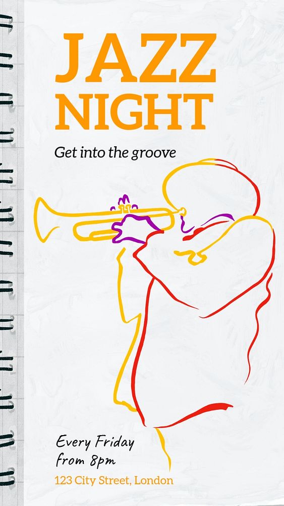 Jazz night Instagram story template, editable text