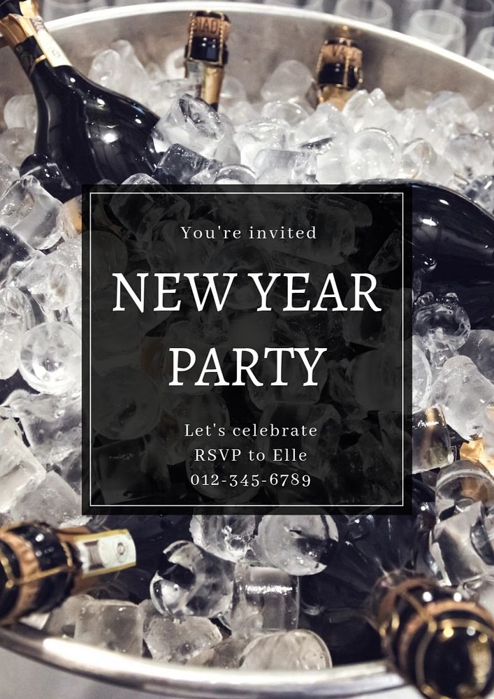 New year party  poster template, editable text and design