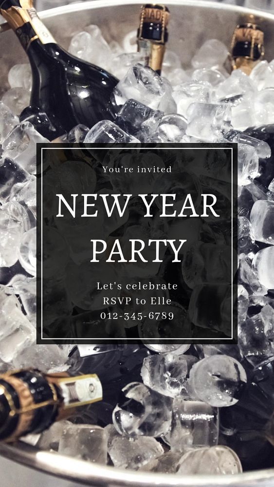 New year party  Instagram story template, editable text