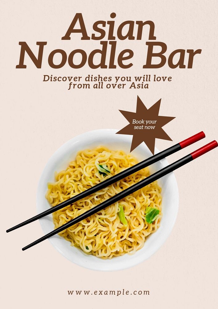 Asian noodle bar  poster template, editable text and design