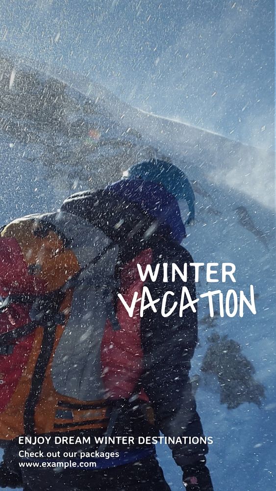 Winter vacation  Instagram story template, editable text