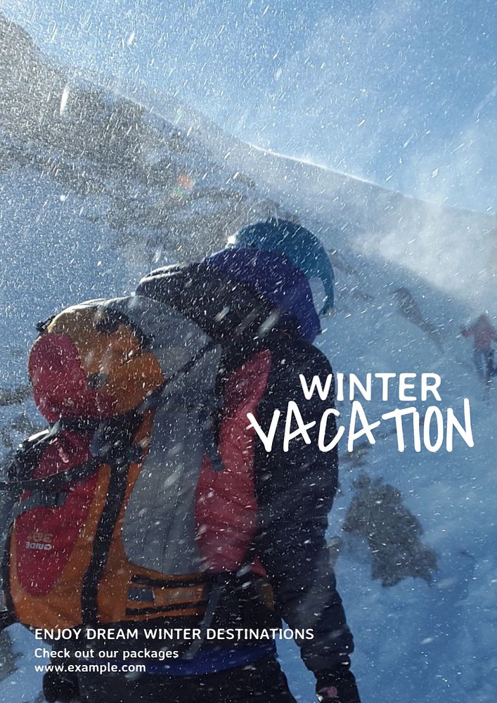 Winter vacation  poster template, editable text and design