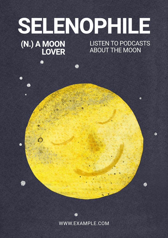 Moon podcast poster template, editable text and design