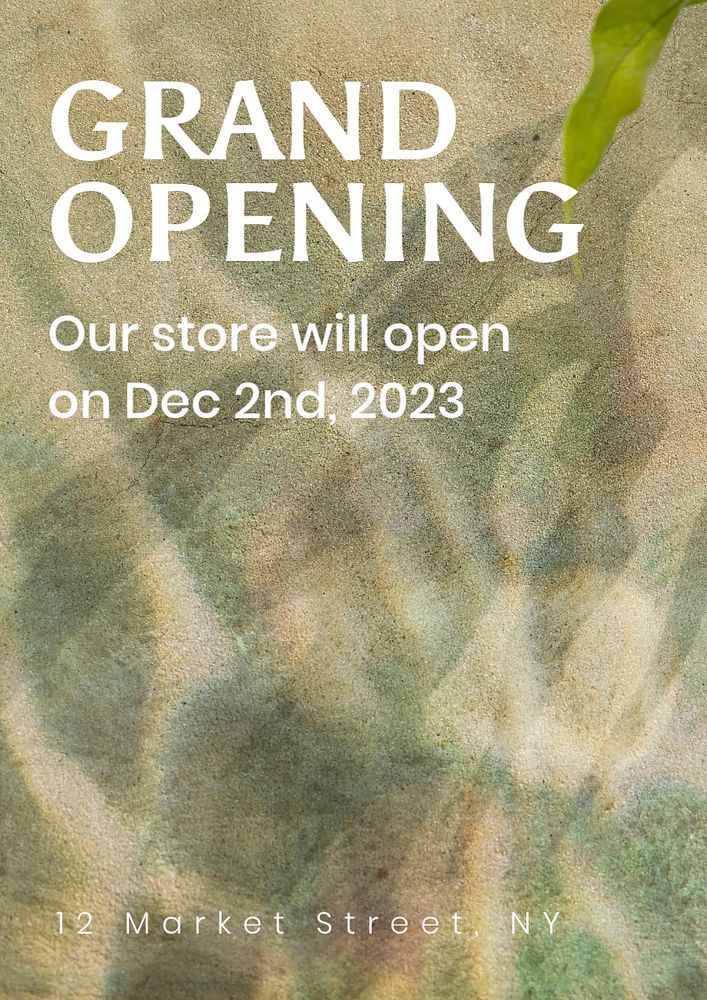 Grand opening poster template, editable text and design