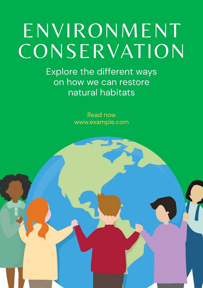 Environment conservation poster template, editable text and design