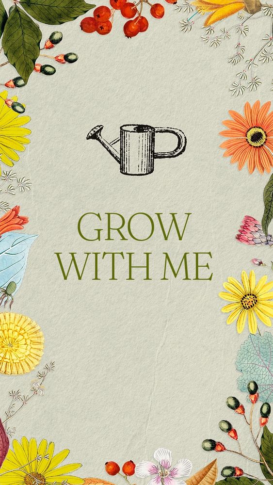 Grow with me Instagram story template, editable text