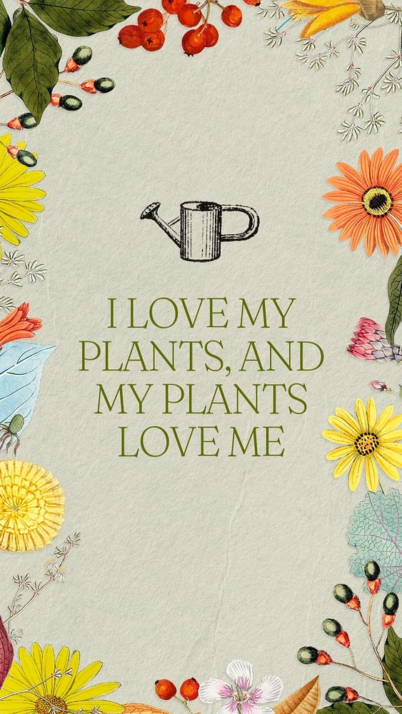 I love my plants Instagram story template, editable text