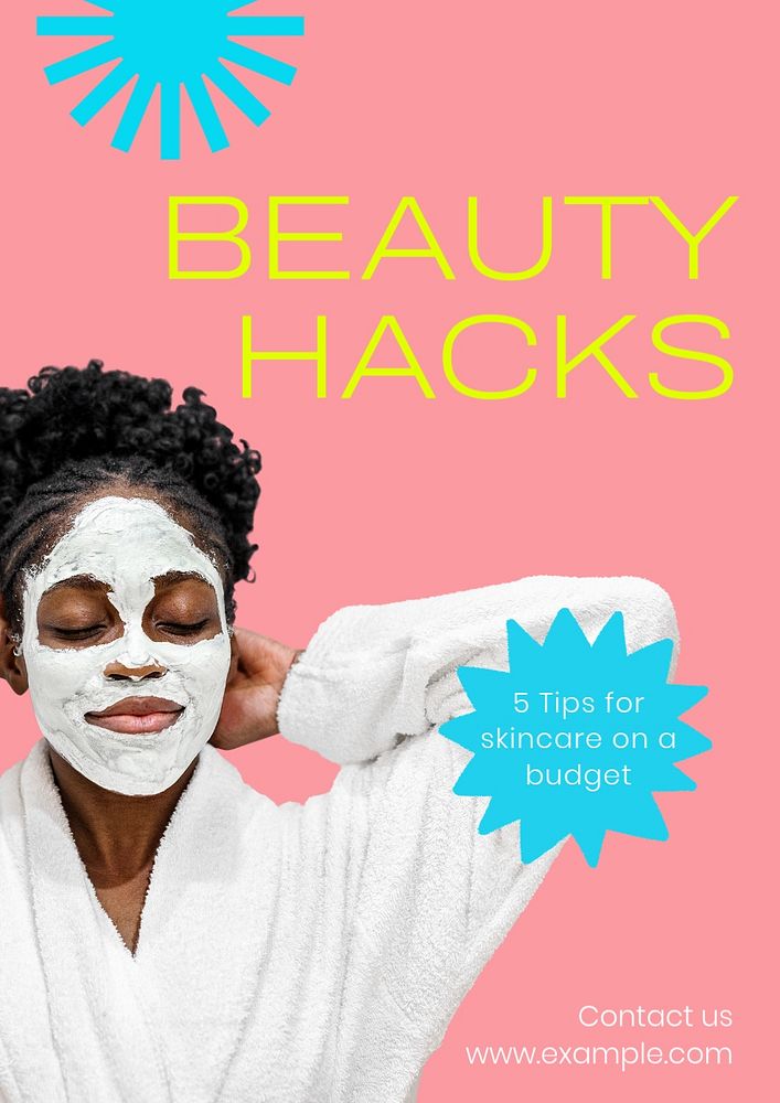 Beauty hacks  poster template, editable text and design