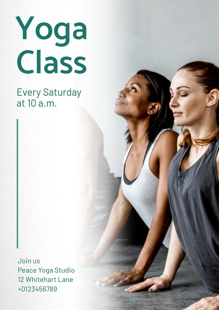 Yoga class poster template, editable text and design