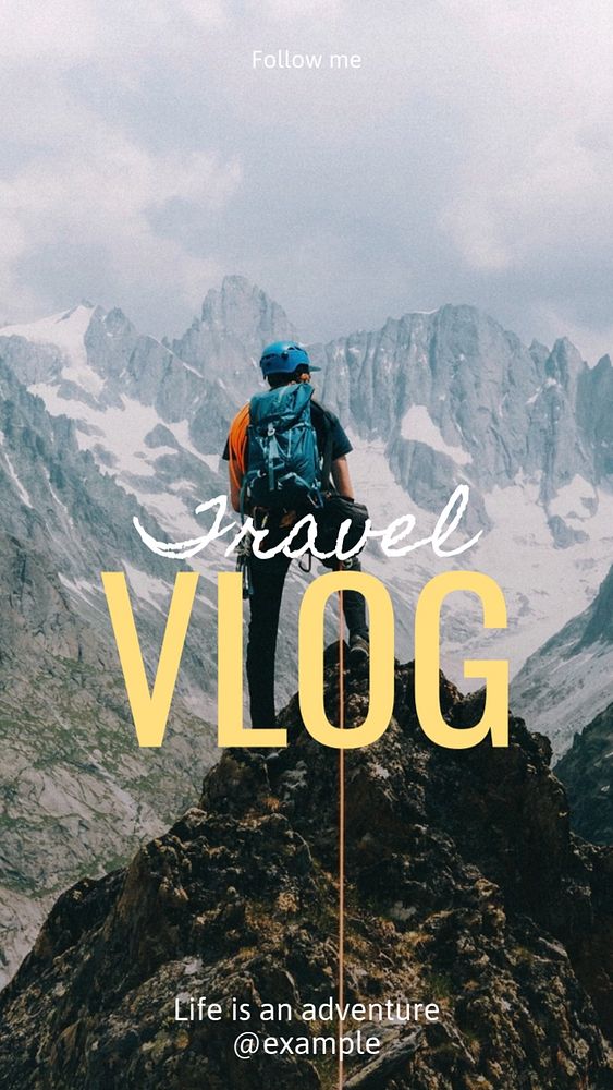 Travel vlog  Instagram story template, editable text