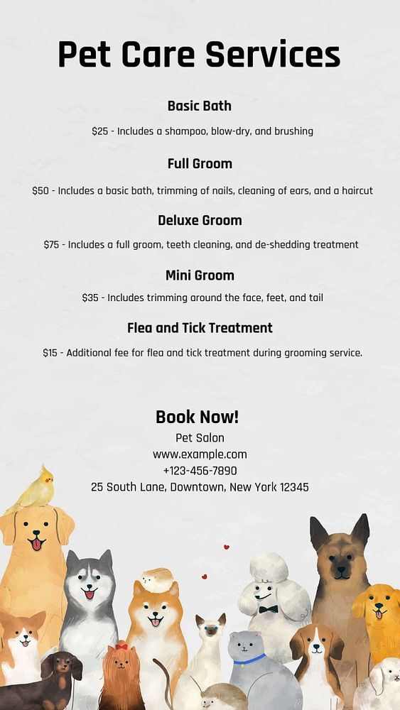 Pet care services Instagram story template, editable text