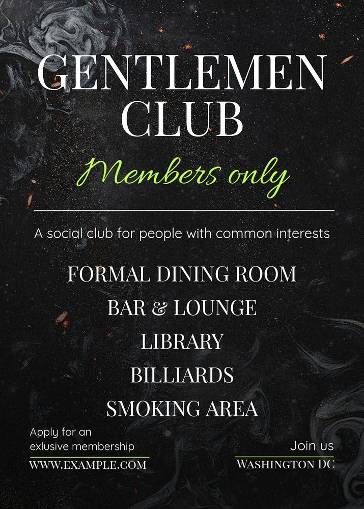 Gentleman club template, editable design