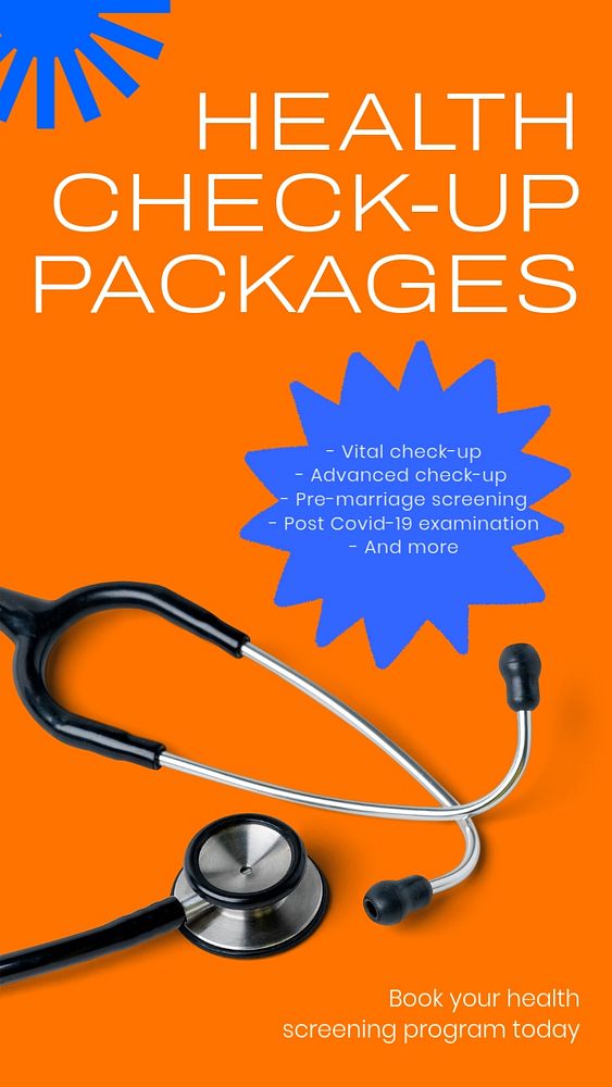 Health check-up packages  Instagram story template, editable text