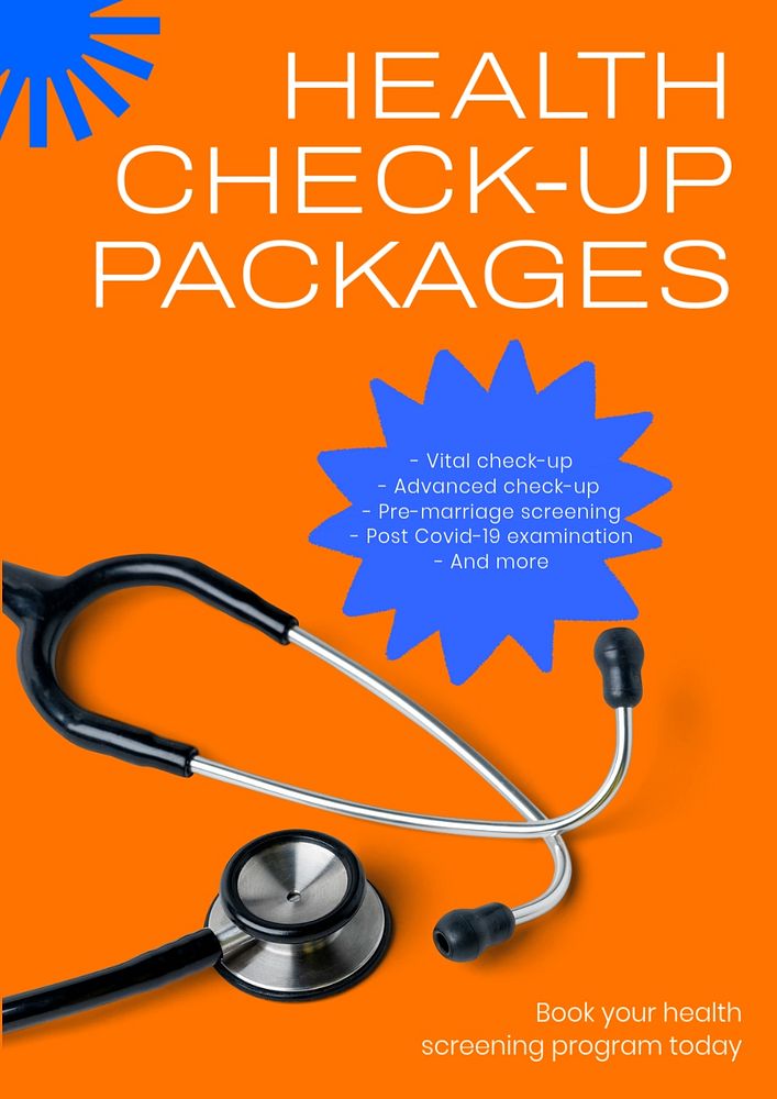 Health check-up packages  poster template, editable text and design