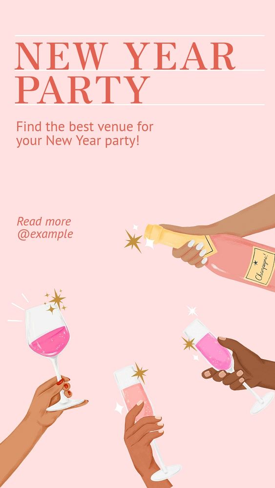 New year party  Instagram story template, editable text