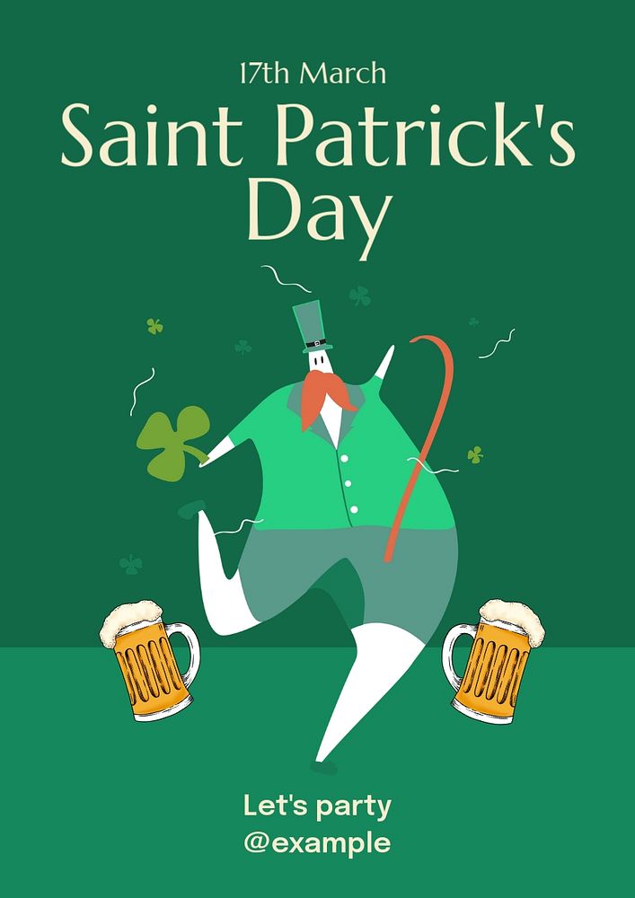 Saint patrick's day  poster template, editable text and design