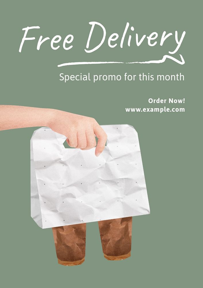 Free delivery  poster template, editable text and design