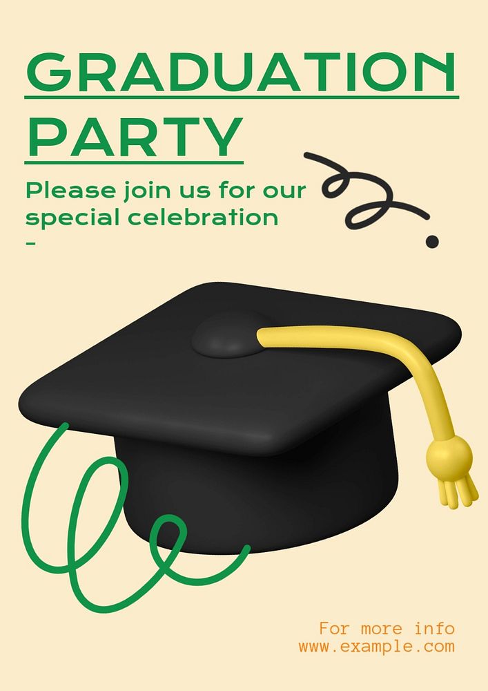 Graduation party  poster template, editable text and design