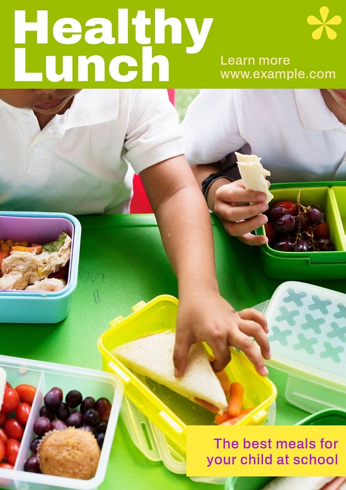 Healthy school lunch  poster template, editable text and design