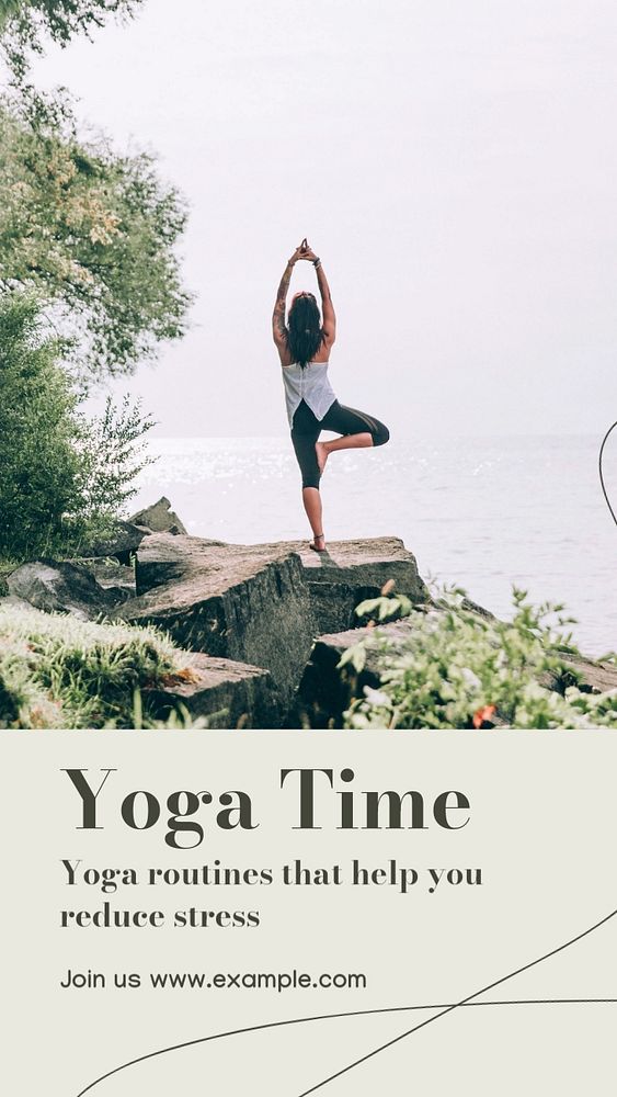 Yoga time Instagram story template, editable text